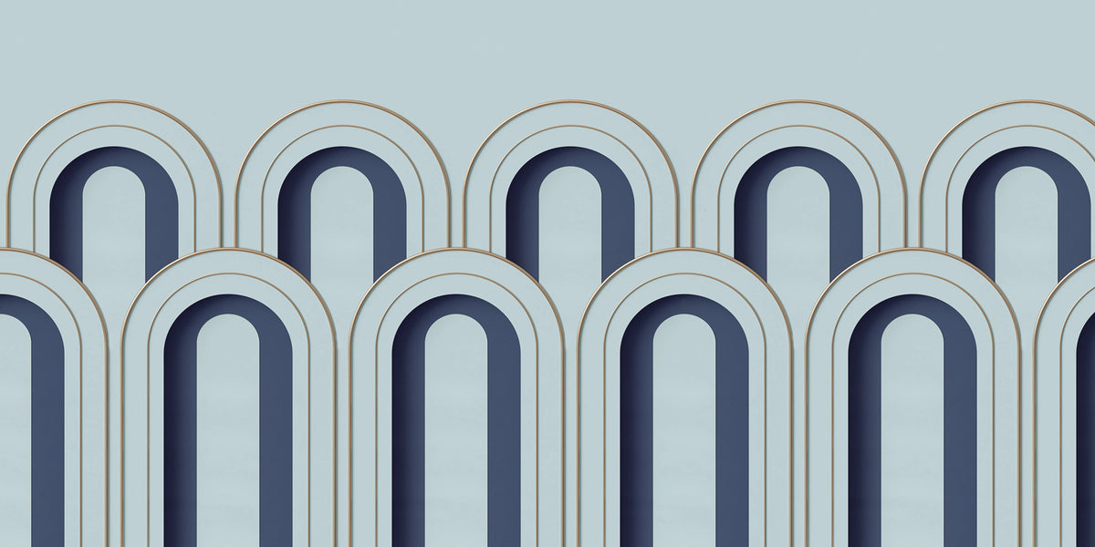 Arch Deco, Blue Mural Wallpaper - pure wallpaper artwork