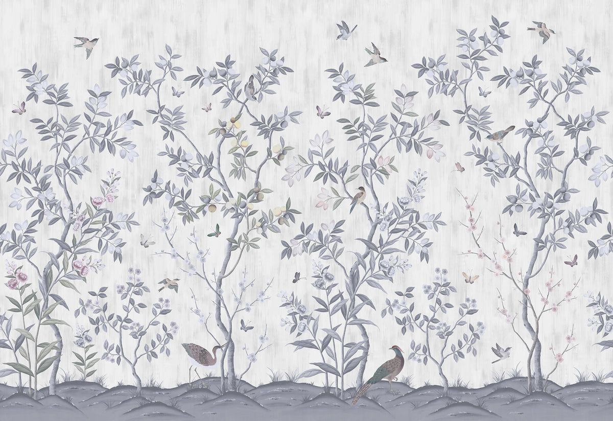 Chinoiserie Chic, Pearl Gray Mural Wallpaper - pure wallpaper artwork