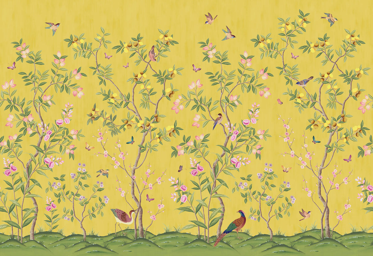Chinoiserie Chic, Saffron Mural Wallpaper - pure wallpaper artwork