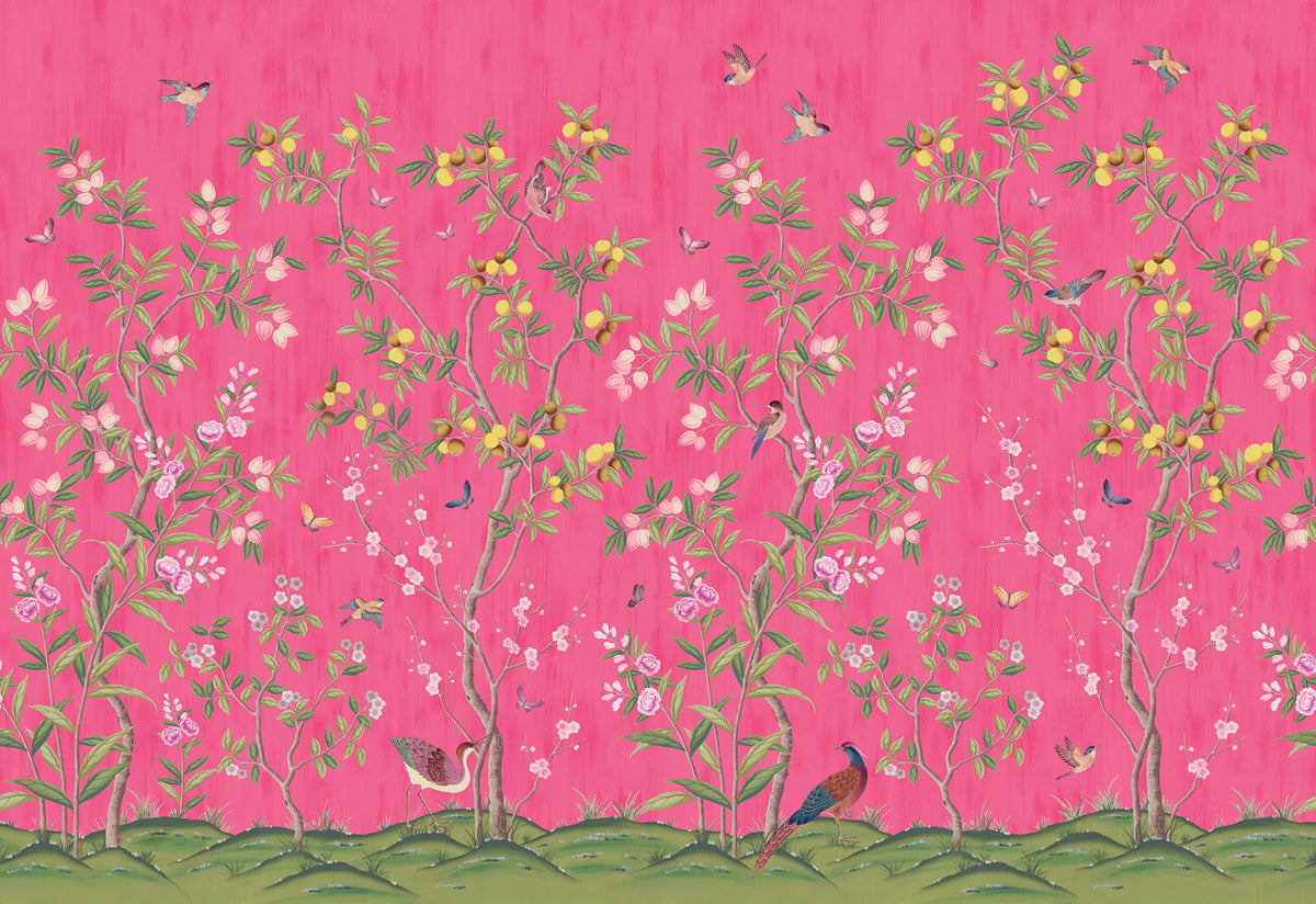 Chinoiserie Chic, Fuchsia Mural Wallpaper - pure wallpaper artwork