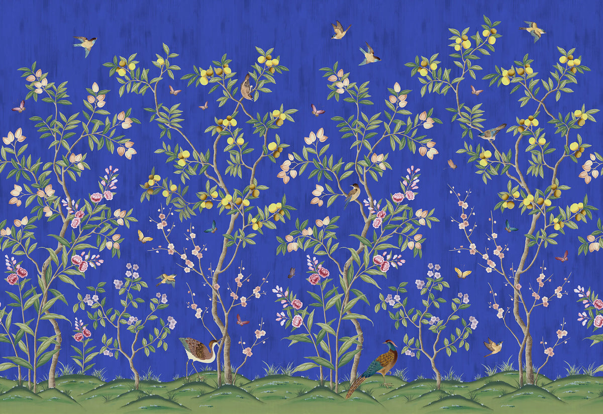 Chinoiserie Chic, Cobalt Mural Wallpaper - pure wallpaper artwork