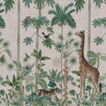 Giraffes Stroll, Pastel Pink Mural Wallpaper - pure wallpaper artwork