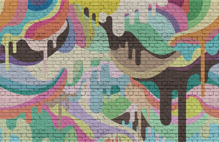 Dripping Rainbow Mural Wallpaper