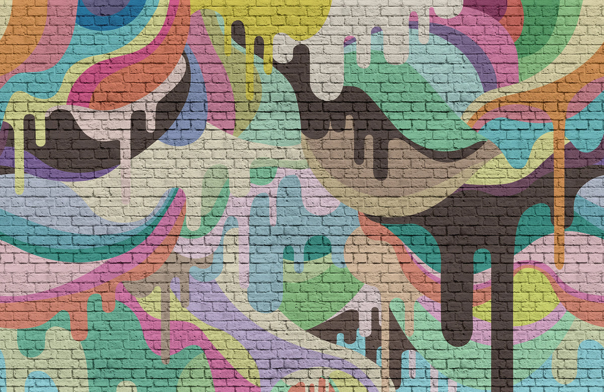 Dripping Rainbow Mural Wallpaper - pure wallpaper artwork