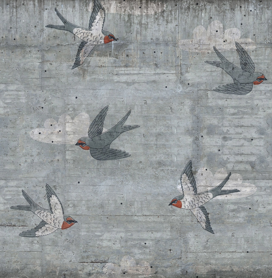 Concrete Art, Swallow Mural Wallpaper