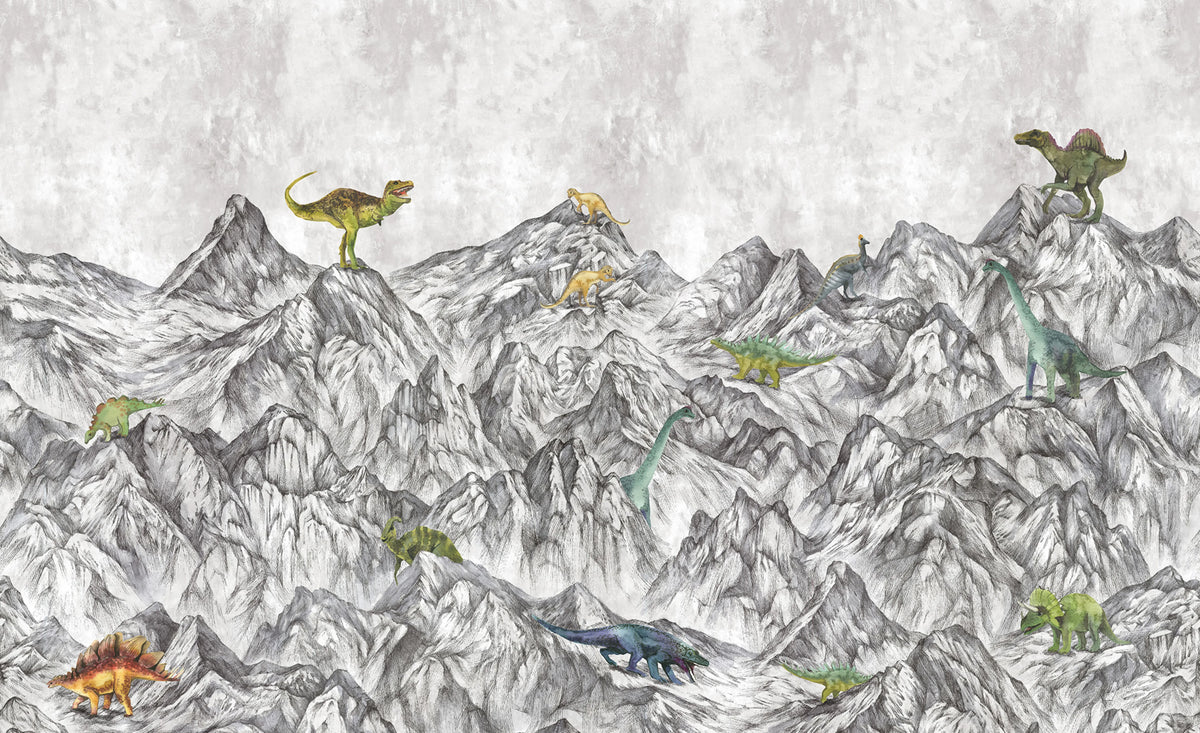 Dinosaur Mountain Mural Wallpaper - pure wallpaper artwork