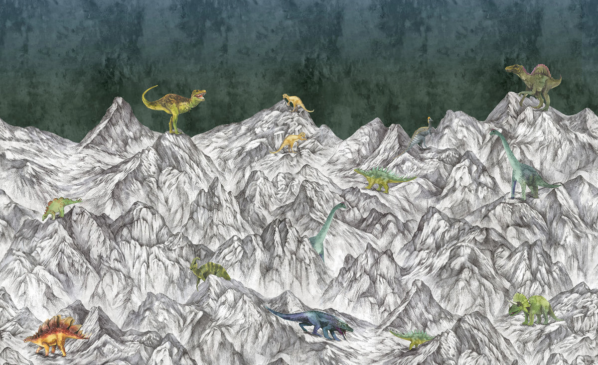 Dinosaur Mountain, Nightfall Mural Wallpaper - pure wallpaper artwork
