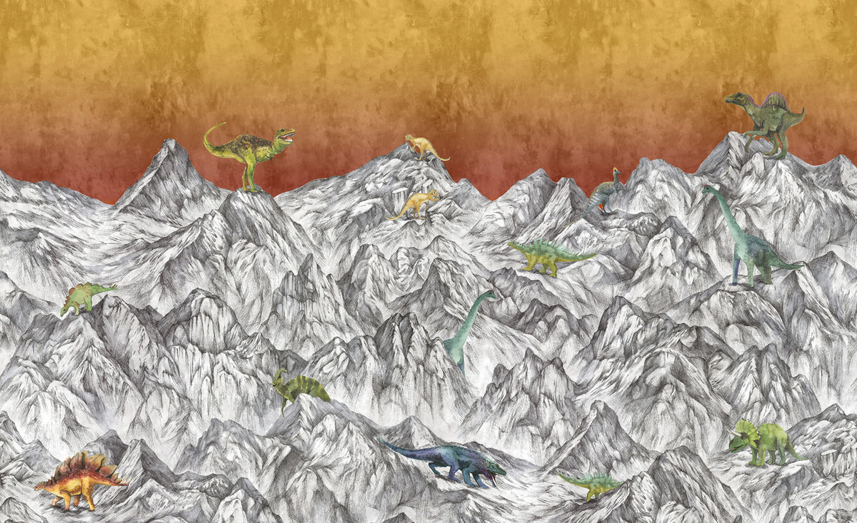 Dinosaur Mountain, Volcano Mural Wallpaper - pure wallpaper artwork