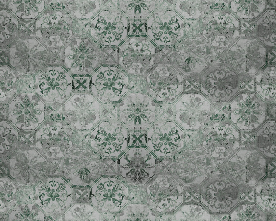 Oriental Tiles, Sage Mural Wallpaper