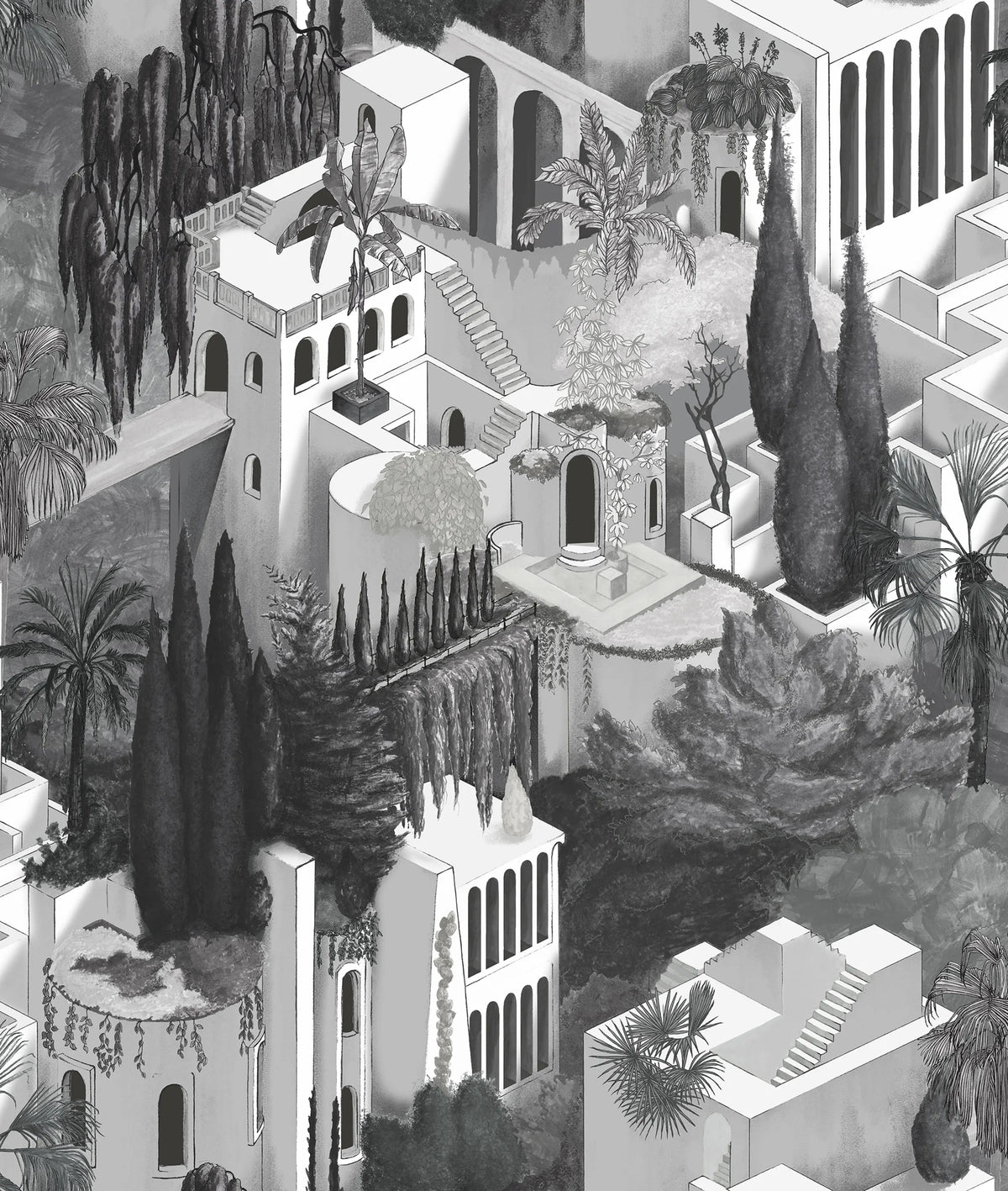 Toledo, Graphite Mural Wallpaper - pure wallpaper artwork