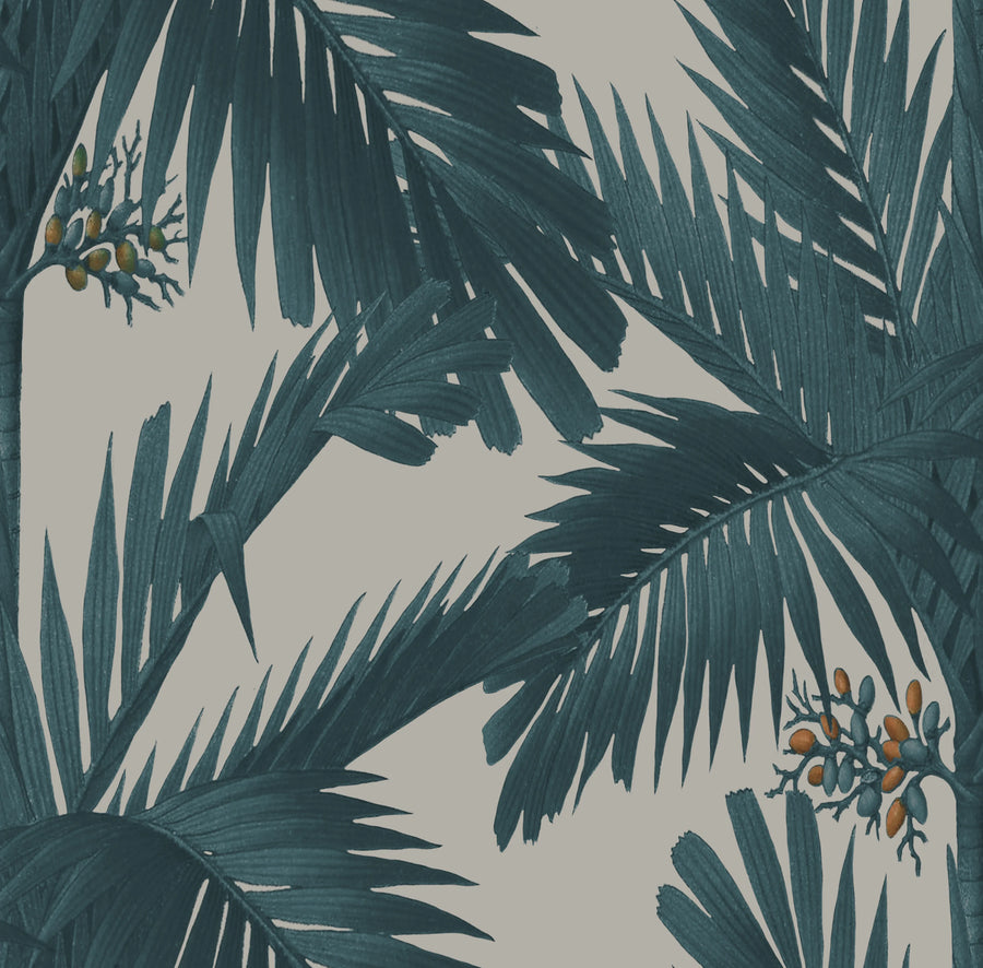 Palm Spring, Teal Mural Wallpaper