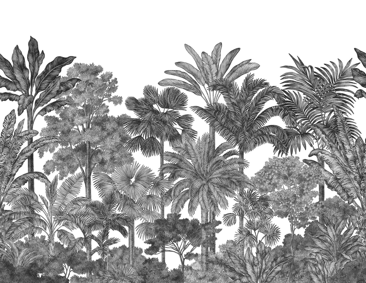 Tropical Bellewood, Graphite Mural Wallpaper - pure wallpaper artwork
