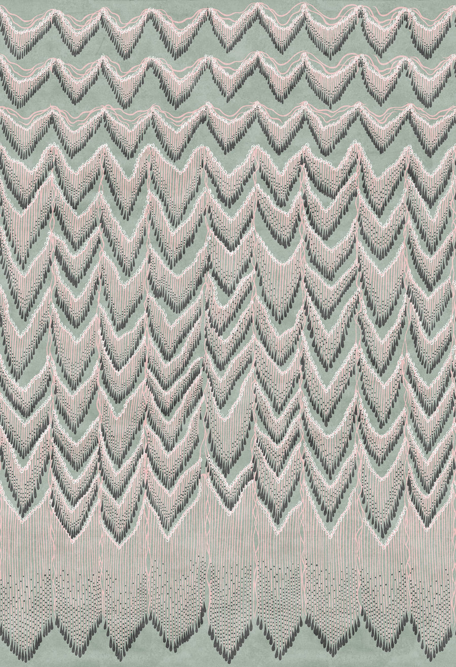 Fringed Follies, Mint Mural Wallpaper