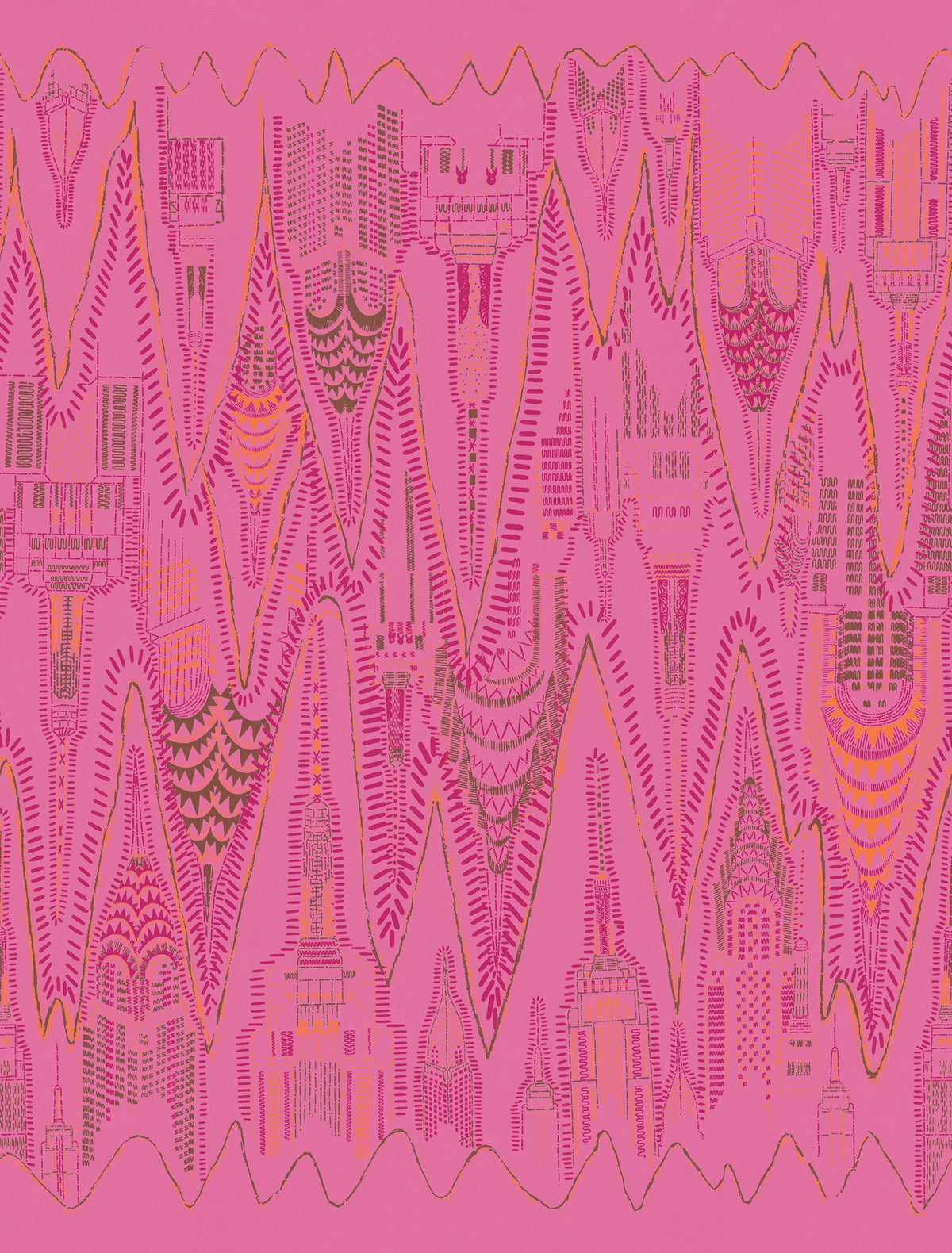 Manhattan, Hot Pink Mural Wallpaper - pure wallpaper artwork