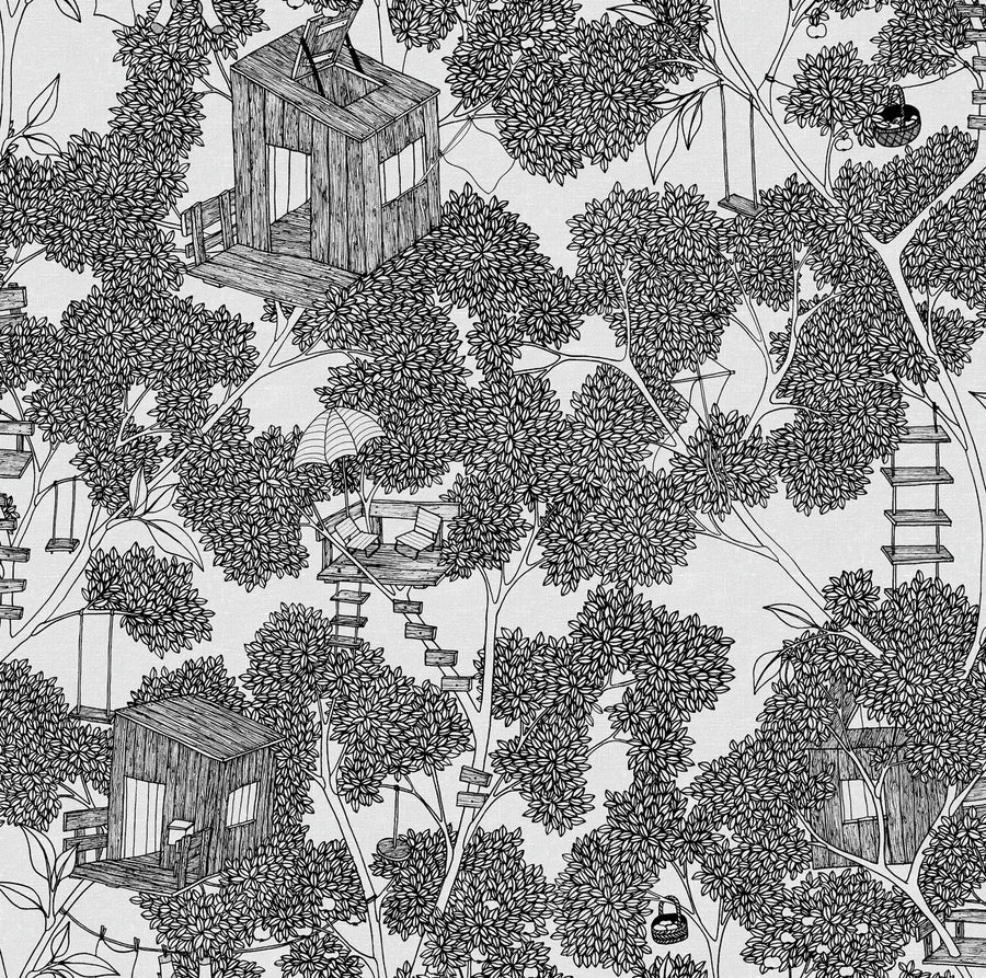 Treehouse, Graphite Mural Wallpaper