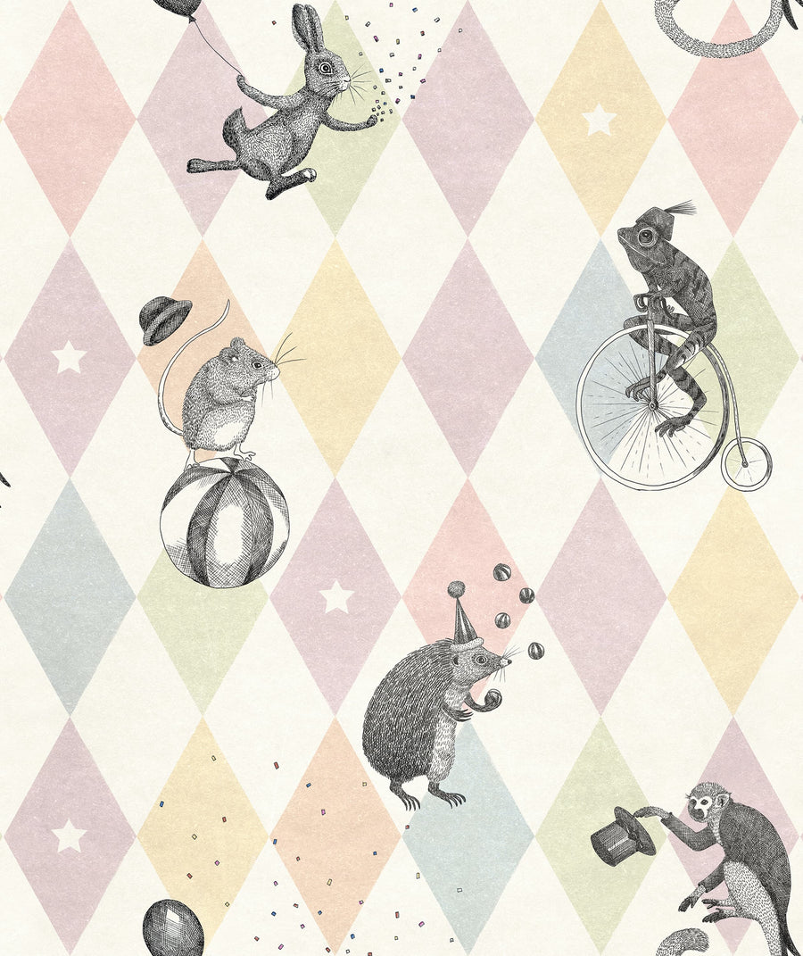 Circus Corner Pastel Mural Wallpaper