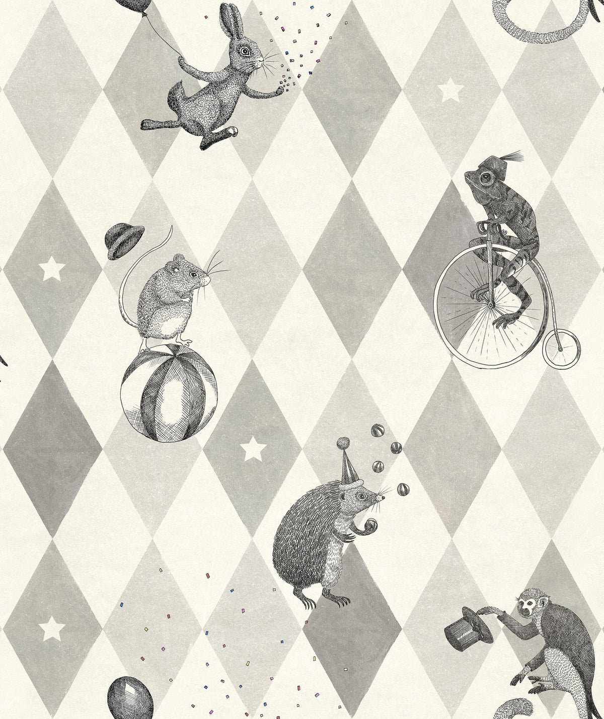 Circus Corner Graphite Mural Wallpaper - pure wallpaper artwork