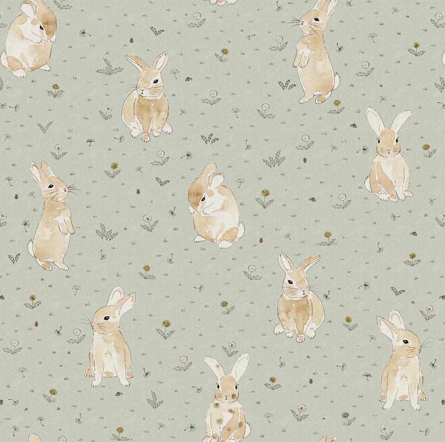 Bunny Field, Mint Mural Wallpaper