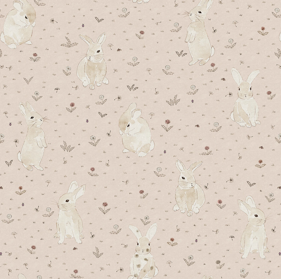 Bunny Field, Pink Mural Wallpaper