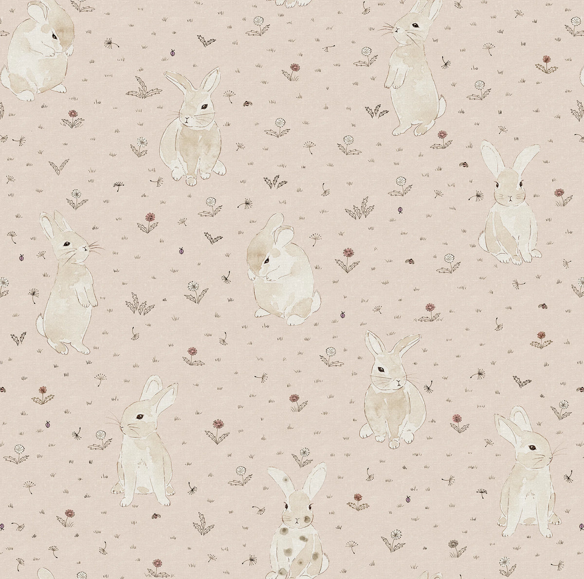 Bunny Field, Pink Mural Wallpaper - pure wallpaper artwork