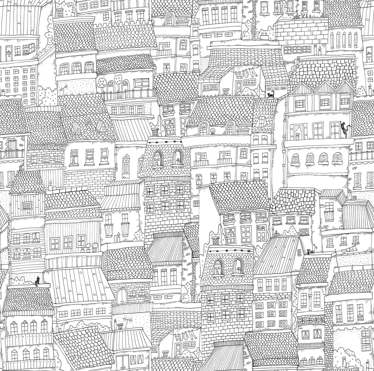 Dream Town, Graphite Mural Wallpaper - pure wallpaper artwork