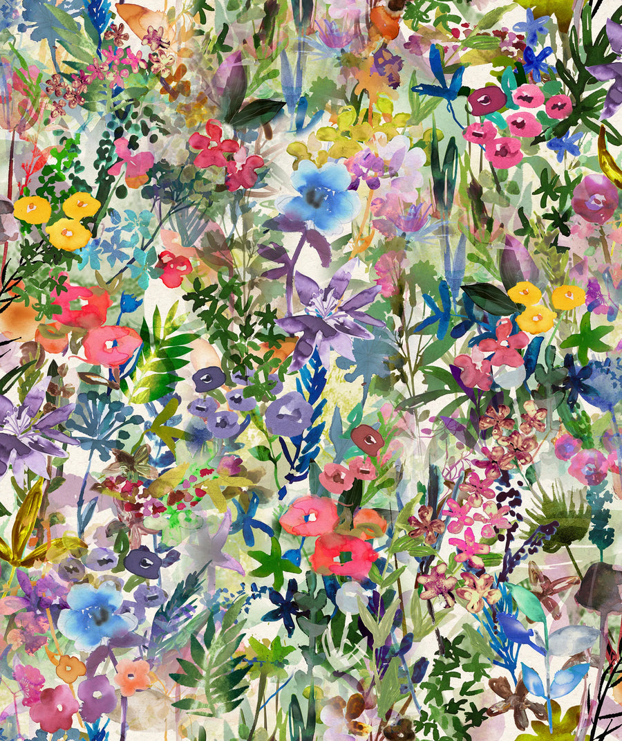 Poppy Meadow, Rainbow Mural Wallpaper