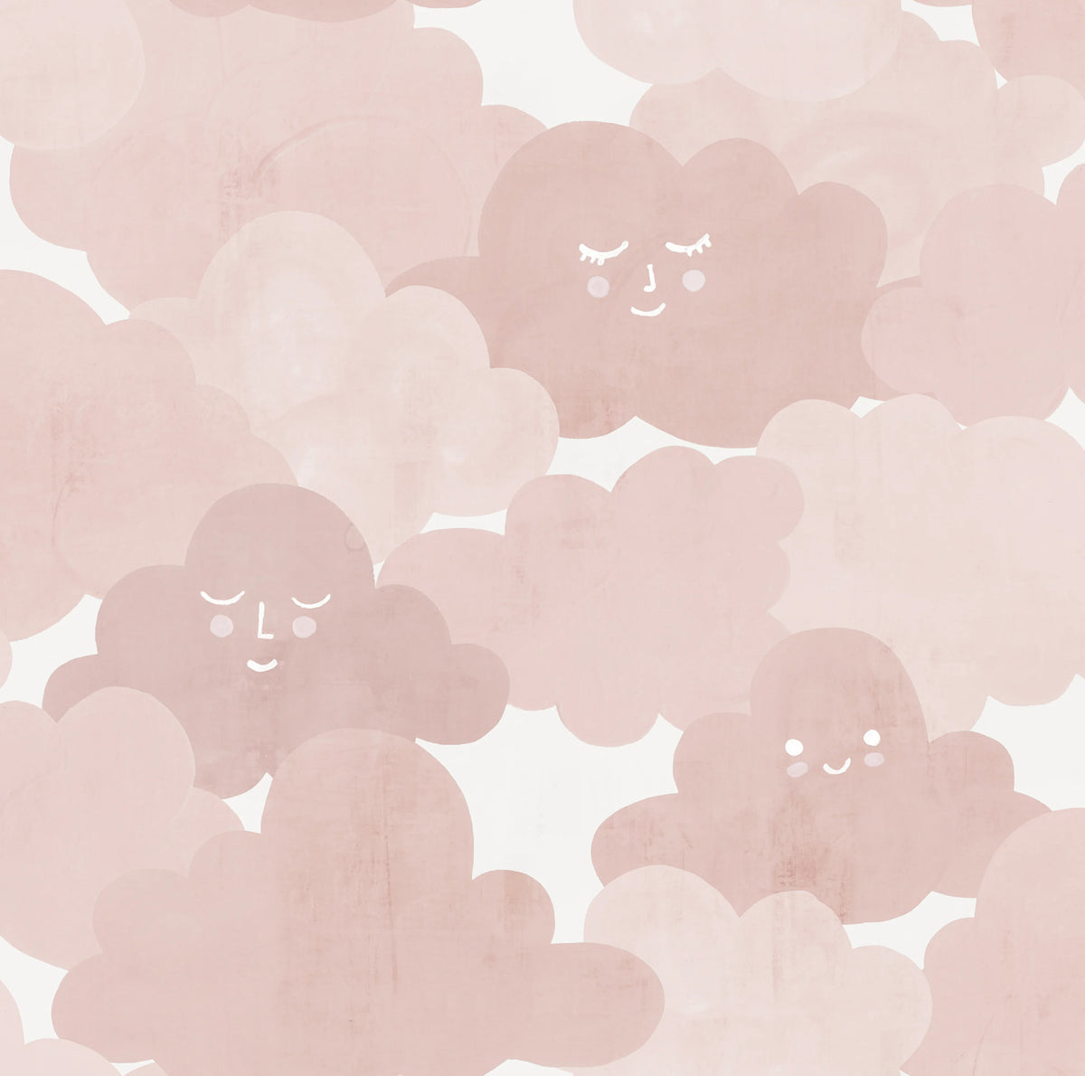 Happy Clouds, Pink Mural Wallpaper - pure wallpaper artwork