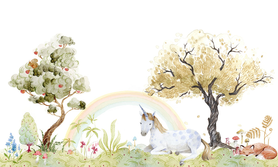 Unicorn Dream, Rainbow Mural Wallpaper