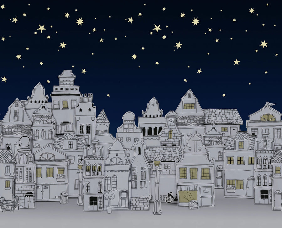 Star Town, Night Mural Wallpaper