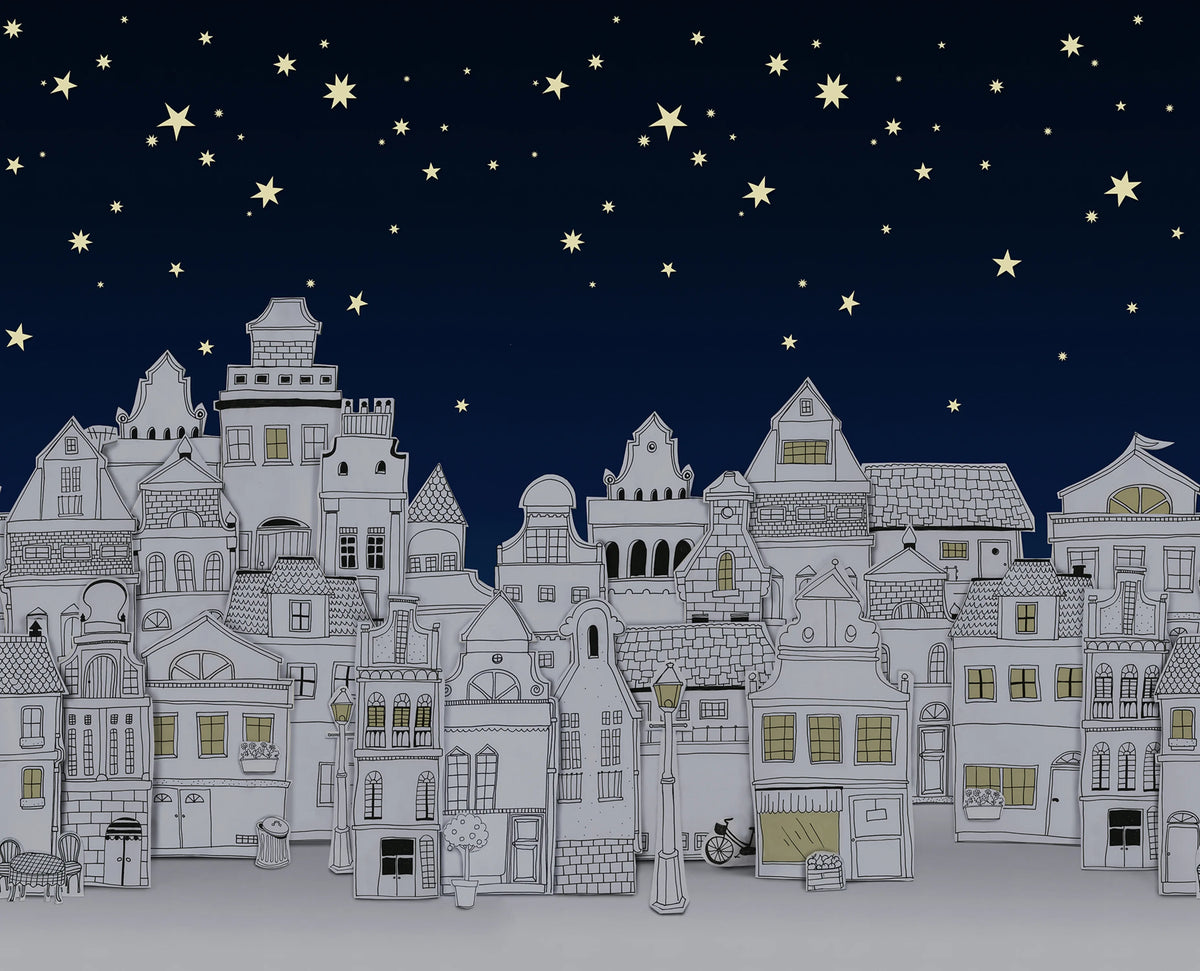 Star Town, Night Mural Wallpaper - pure wallpaper artwork