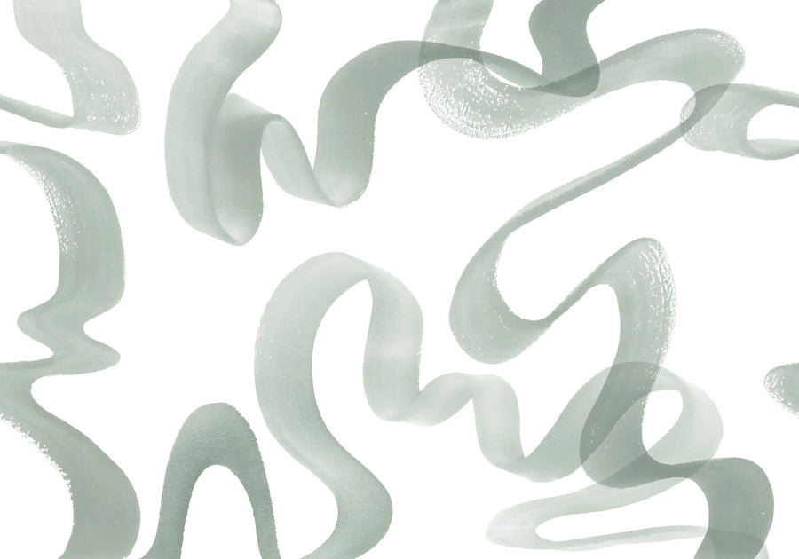 Waves, Green Mural Wallpaper