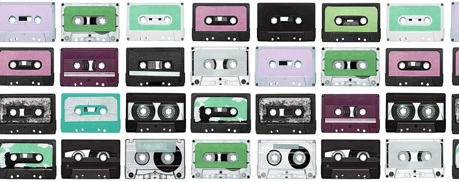 Casette Tape Purple Rain Mural Wallpaper