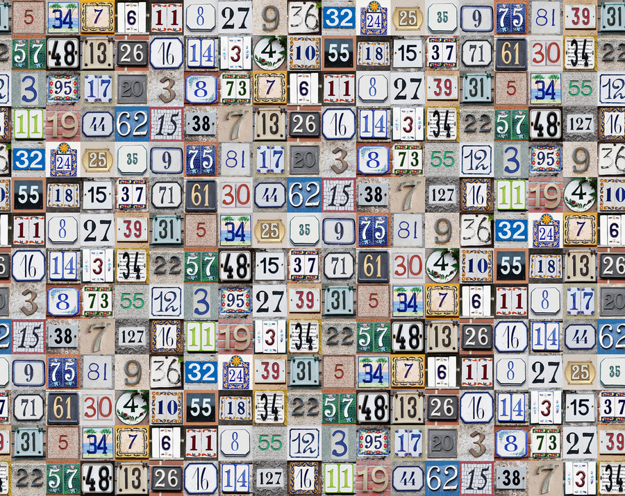 Tiny House Numbers Colorful Mural Wallpaper