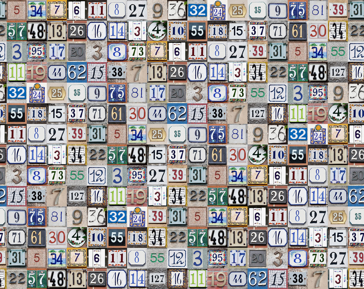 Tiny House Numbers Colorful Mural Wallpaper - pure wallpaper artwork