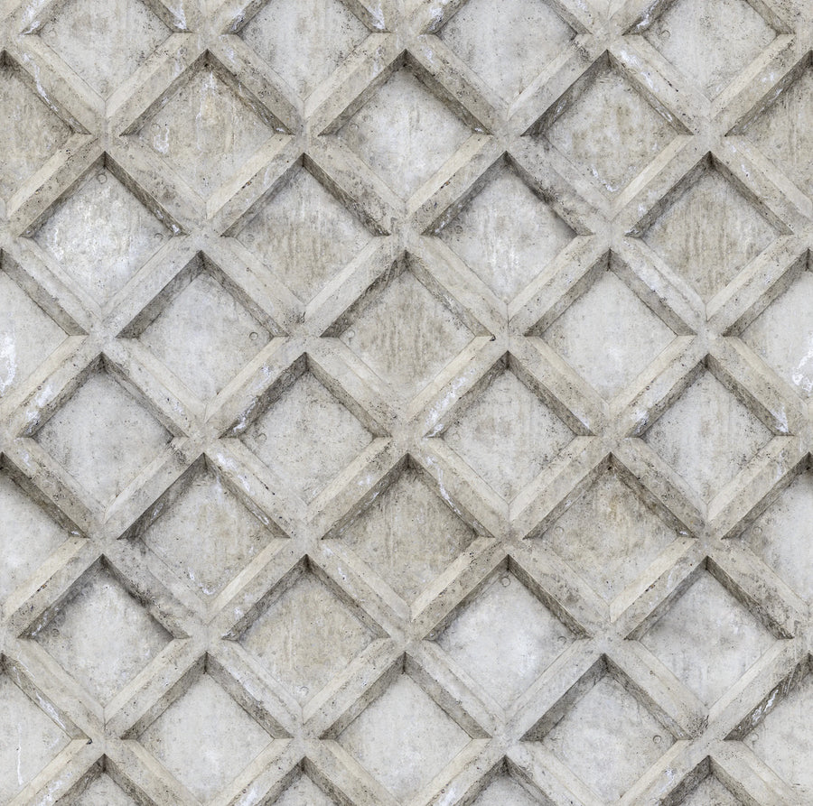Small Concrete Trellis Harsh Grey Mural Wallpaper