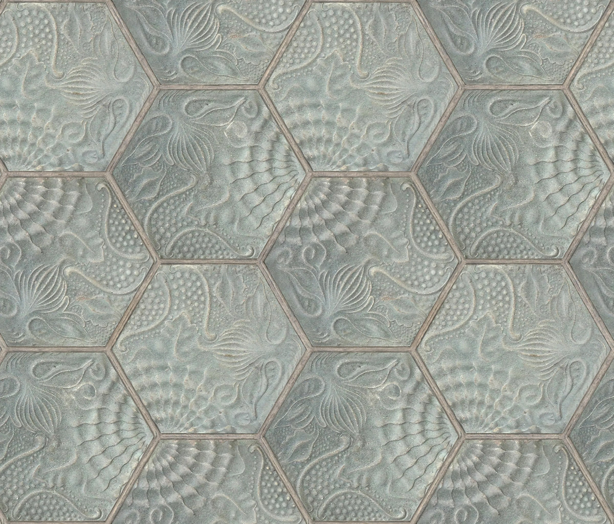 Hexagon Tiles Jade Mural Wallpaper - pure wallpaper artwork