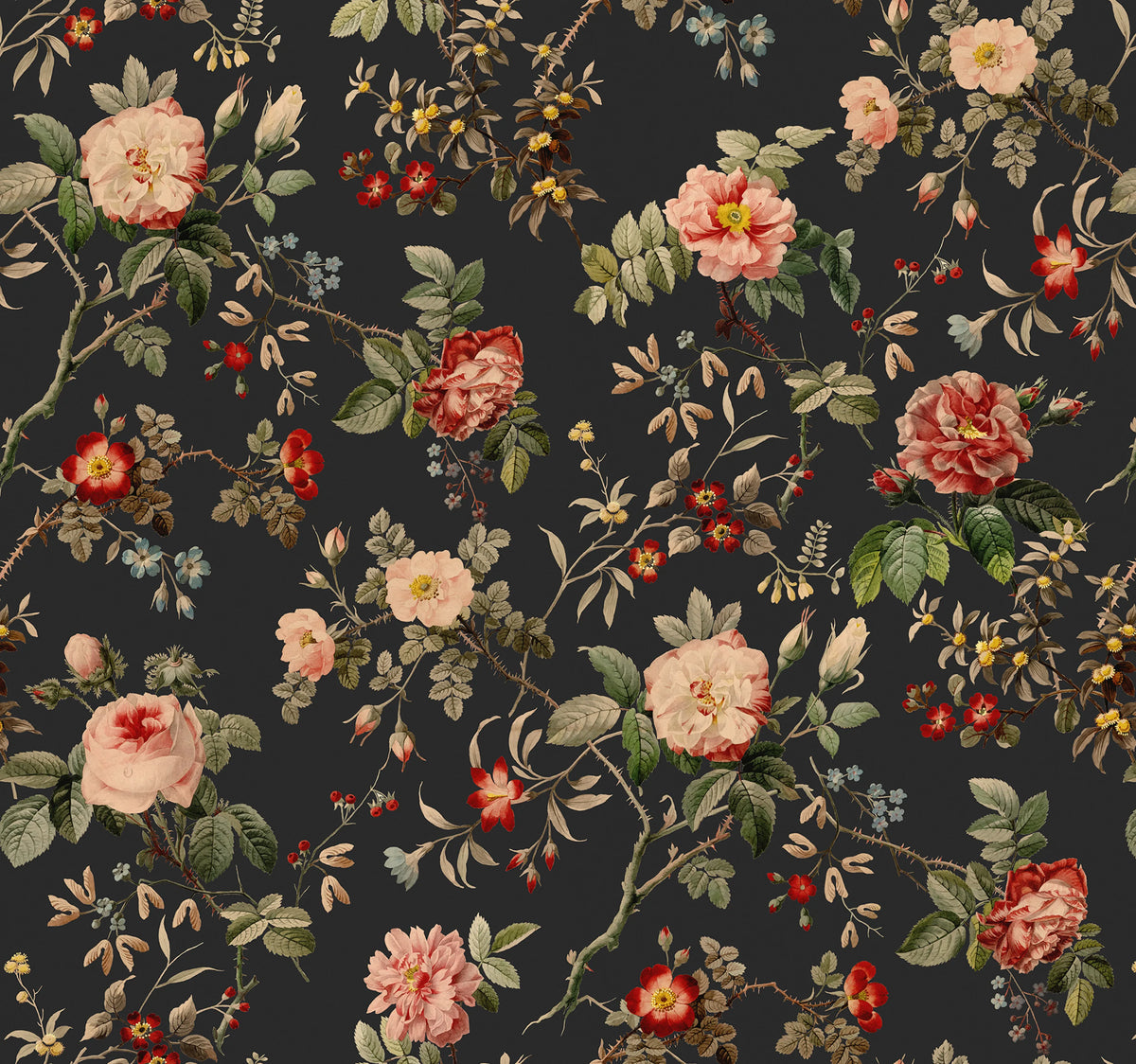 Thorn Rose Petite, Night Light Mural Wallpaper - pure wallpaper artwork