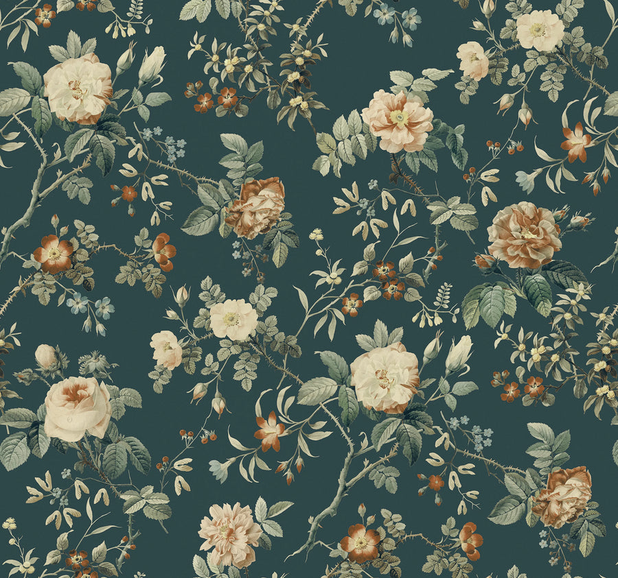 Thorn Rose Petite, Madame Hardy Mural Wallpaper