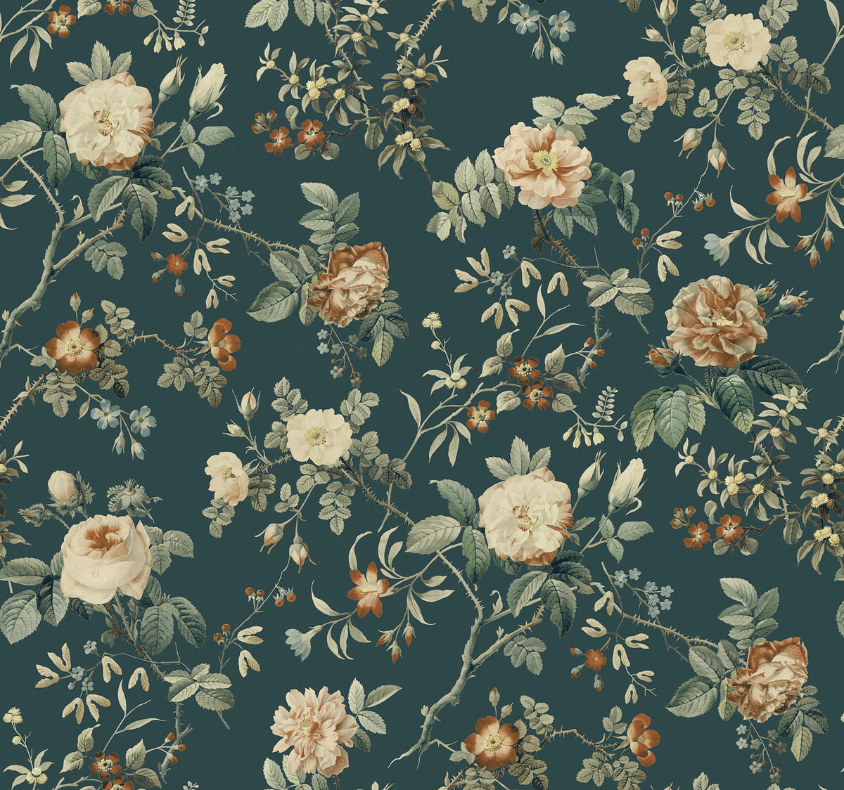 Thorn Rose Petite, Madame Hardy Mural Wallpaper - pure wallpaper artwork