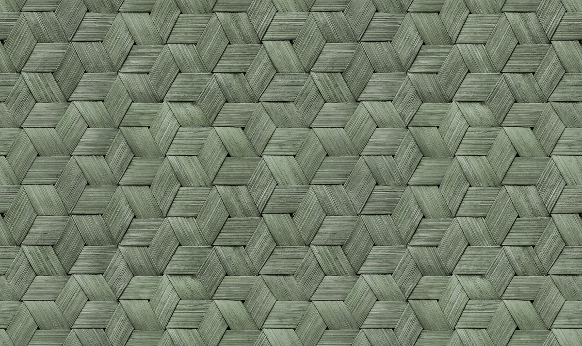 Small Birch Bark Braids, Forest Green Mural Wallpaper - pure wallpaper artwork