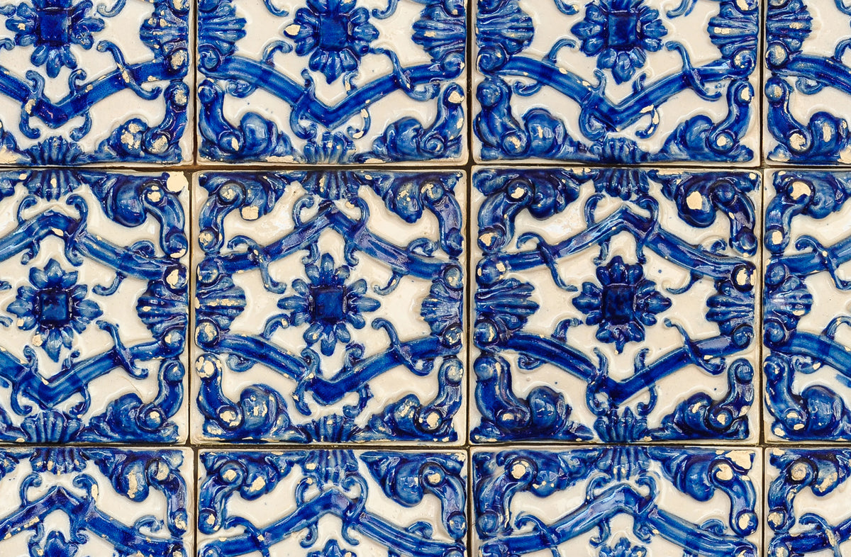 Artisan Tiles, Morocco Blue Mural Wallpaper - pure wallpaper artwork