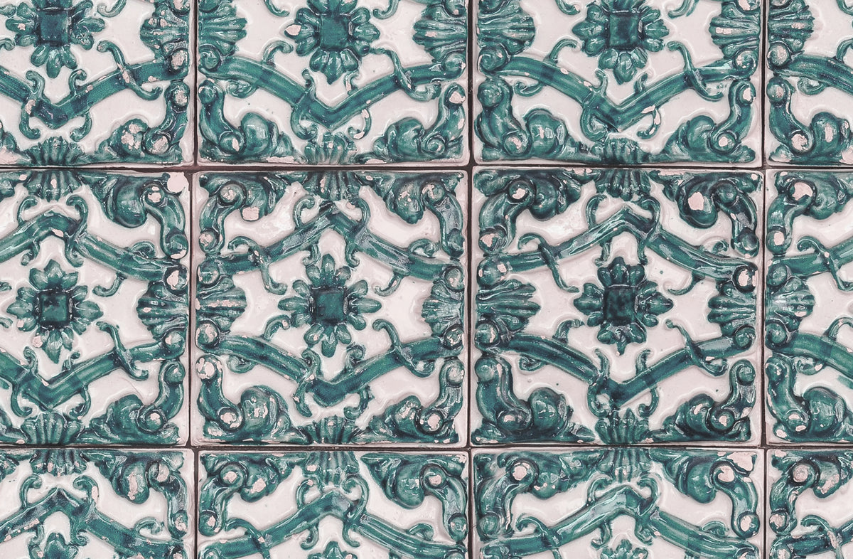 Artisan Tiles, Brazilian Green Mural Wallpaper - pure wallpaper artwork