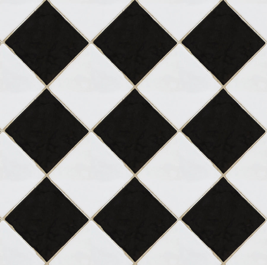 Checkered Tiles, Black & White Mural Wallpaper