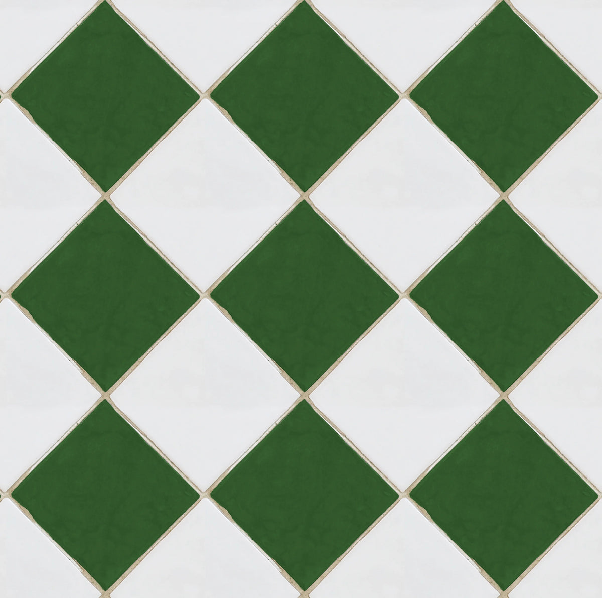 Checkered Tiles, White & Green Mural Wallpaper - pure wallpaper artwork