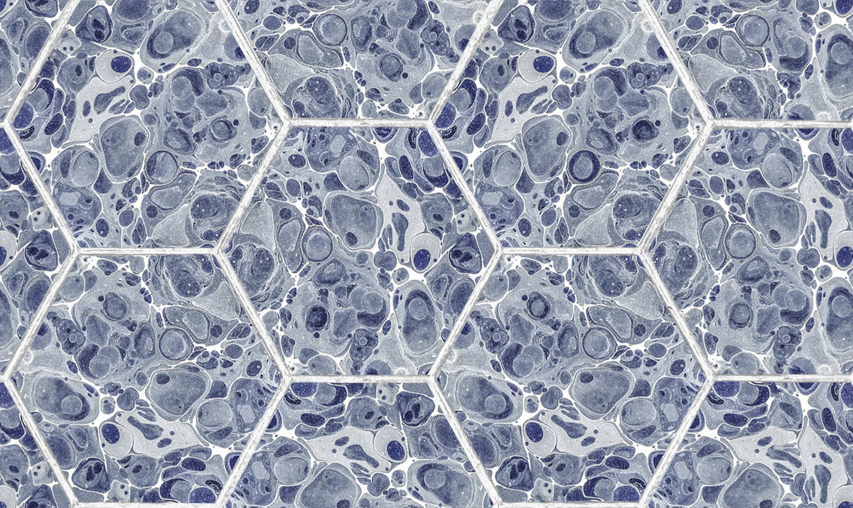 Marbled Hexagon Tiles, Dark Blue Mural Wallpaper - pure wallpaper artwork