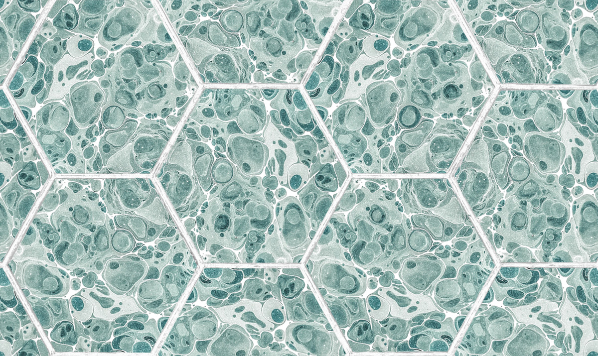 Marbled Hexagon Tiles, Green Mural Wallpaper - pure wallpaper artwork