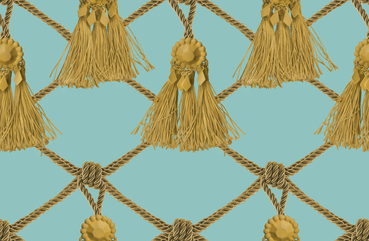 Tassels, Soft Turquoise Mural Wallpaper - pure wallpaper artwork