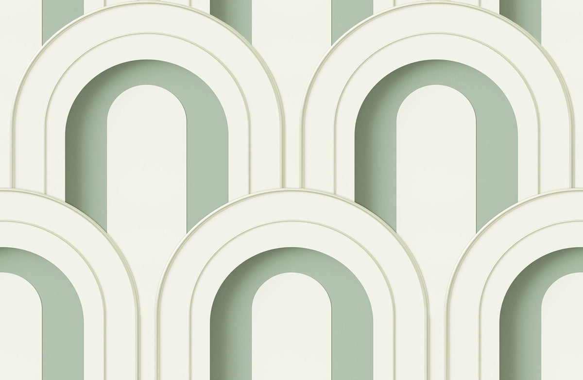 Arch Deco Bijou, Soft Green Mural Wallpaper - pure wallpaper artwork