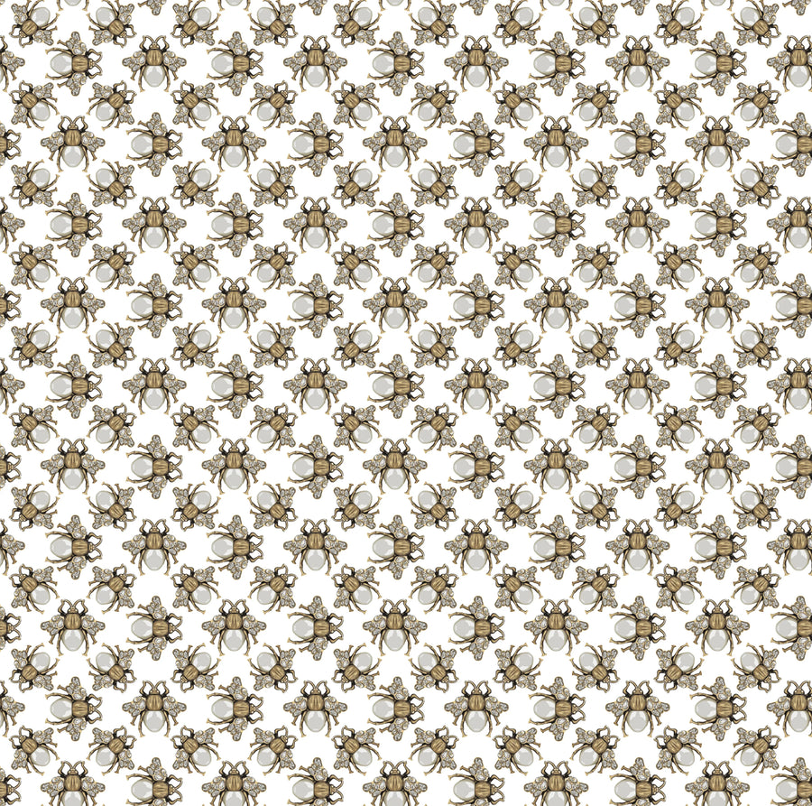 Small Jewel Wings, Diamond White Mural Wallpaper