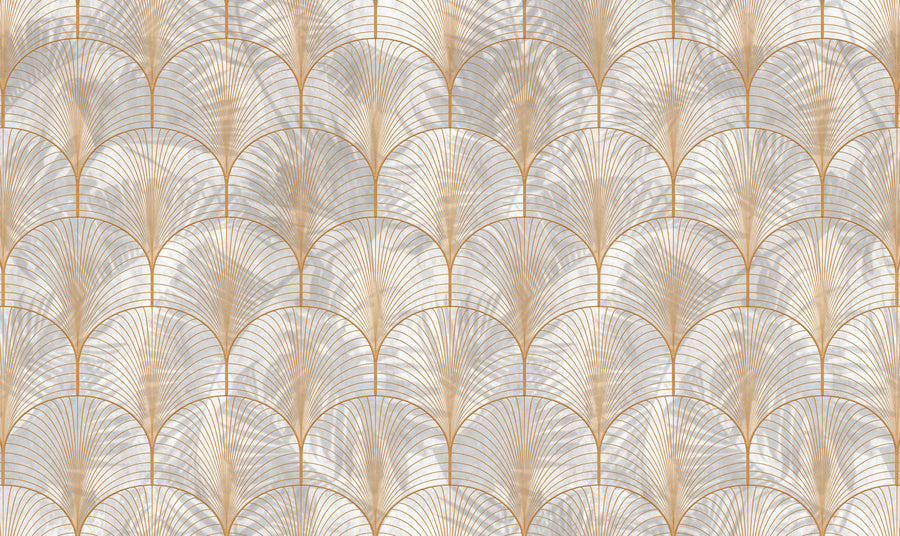Art Deco Palms, Gold Mural Wallpaper